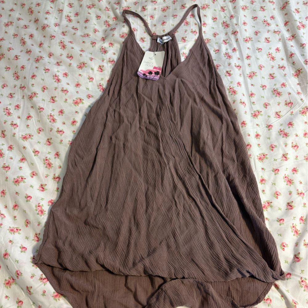 Brown Textured Tank Top